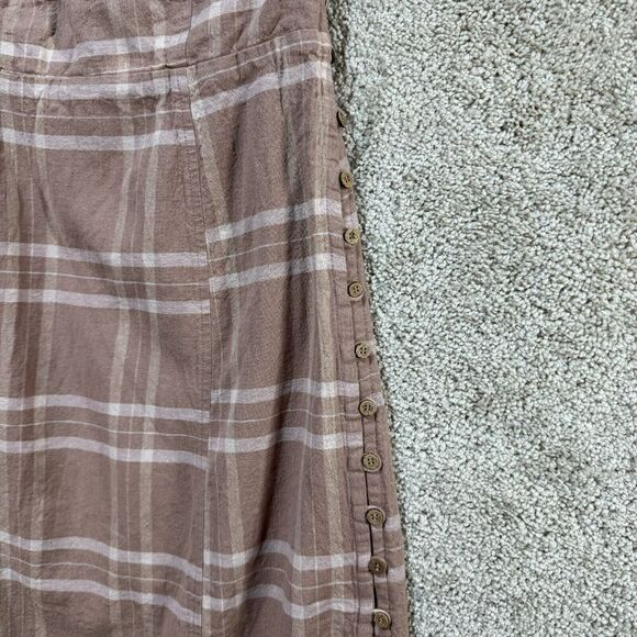 Free People Life Like This Midi Dress Womens XS Natural Plaid Strapless Tie Back - Picture 9 of 16